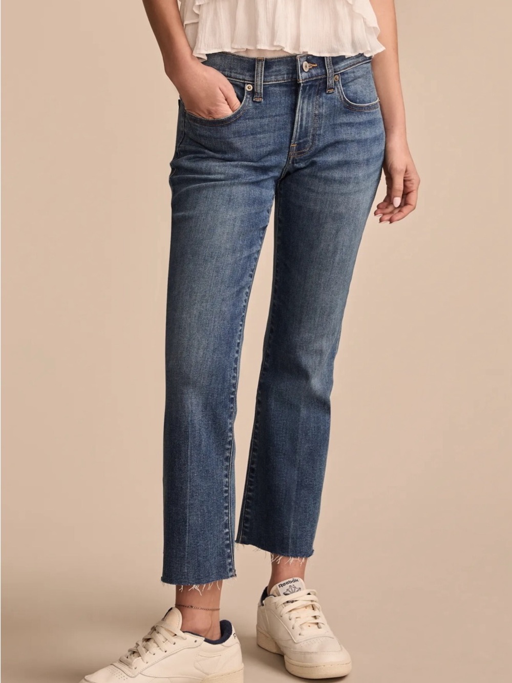 Lucky Brand Mid Rise Sweet Kick Crop Raw Hem Denim Jeans Size 8 / 29